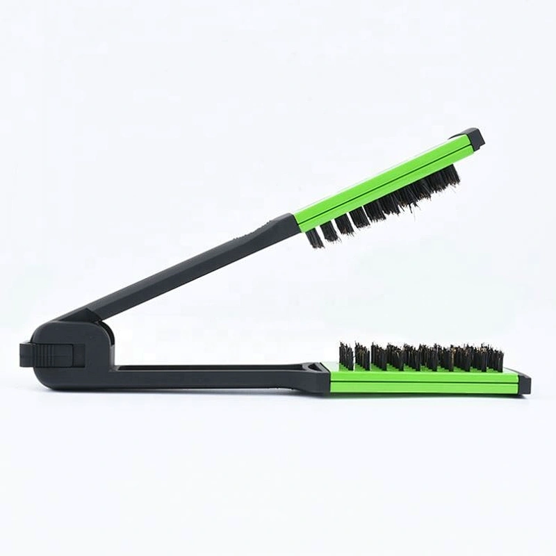ceramic coating hair straightener brush double boar bristle nylon hair straightening brush