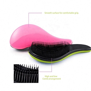 Private Label Plastic Hairbrush Custom Pink Detangling Hair Brush For Wet Or Dry Detangler