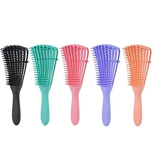 Professional Custom Logo Pink,  Curly Wet Afro Textured Detangling Brush For Natural Black Hair Or Long Thick/