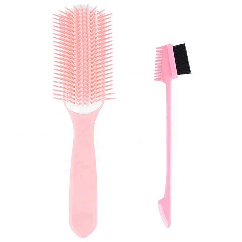 Denman Hairbrush Matte Pink 9 Rows Edge Control&denman Brush Kit Round Vent Paddle Factory Wholesale Strong Bristles Waterproof