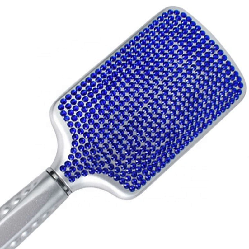 Custom Logo Luxury Handmade Crystal Paddle Brush Air Cushion Rhinestone Bling hair brush For Women