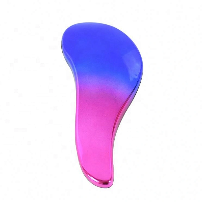Personal home hair care plastic professional girls electroplating blue private label detangle hair brush