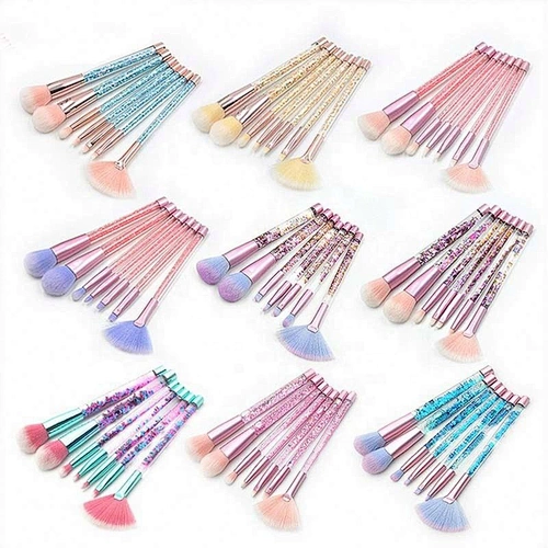 7Pcs Colorful Glitter DIY Makeup Brushes Sets Empty Tube Professional Make Up Brush Custom With PVC Bag