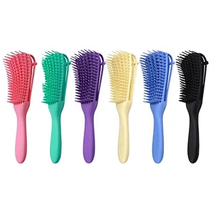 Amazon Ebay E-Commerce Wholesaler Soft Rubber Colorful Box Pack 8 Foot Detangling Hair Brush Logo,Green Denman Massage