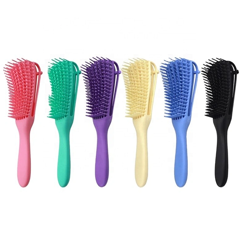 Amazon Ebay E-Commerce Wholesaler Soft Rubber Colorful Box Pack 8 Foot Detangling Hair Brush Logo,Green Denman Massage