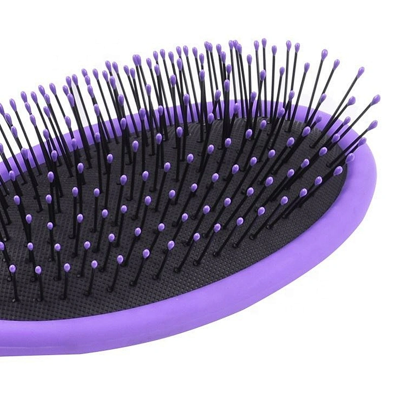 Hot sale plastic material soft nylon hairbrush six colors private label oval wet massage hair brush