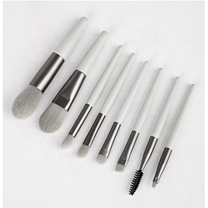 Factory Wholesale 8Pcs Wooden Makeup Brush Cosmetic Make Up Brushes Pink Blue Grey Yellow Matte Wood Handle Set