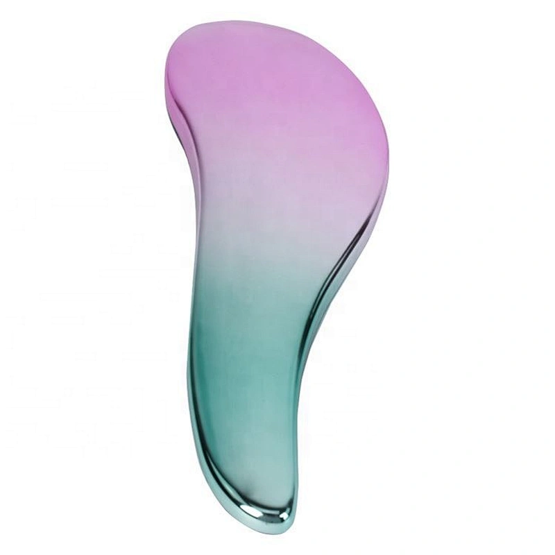 OEM hair brushes fashional electroplating pink green color custom logo plastic bristles hairbrush detangle