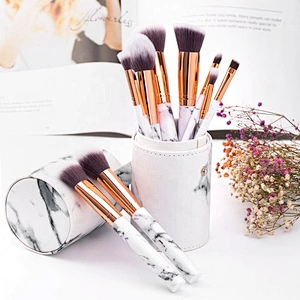 Hot Popular Marble Makeup Brushes 10Pcs Delicate Cosmetics Kit Foundation Powder Blush Contour Make Up Brush
