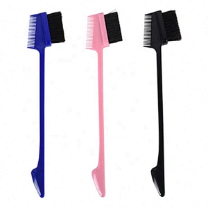 Custom private label women eyebrows 3 in 1 wholesale pink double sided edge brush with rat tail