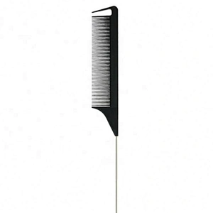 Professional plastic hair styling tool pink heat resistant precision parting metal rat tail comb