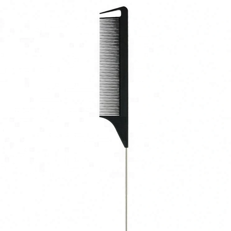 Professional plastic hair styling tool pink heat resistant precision parting metal rat tail comb
