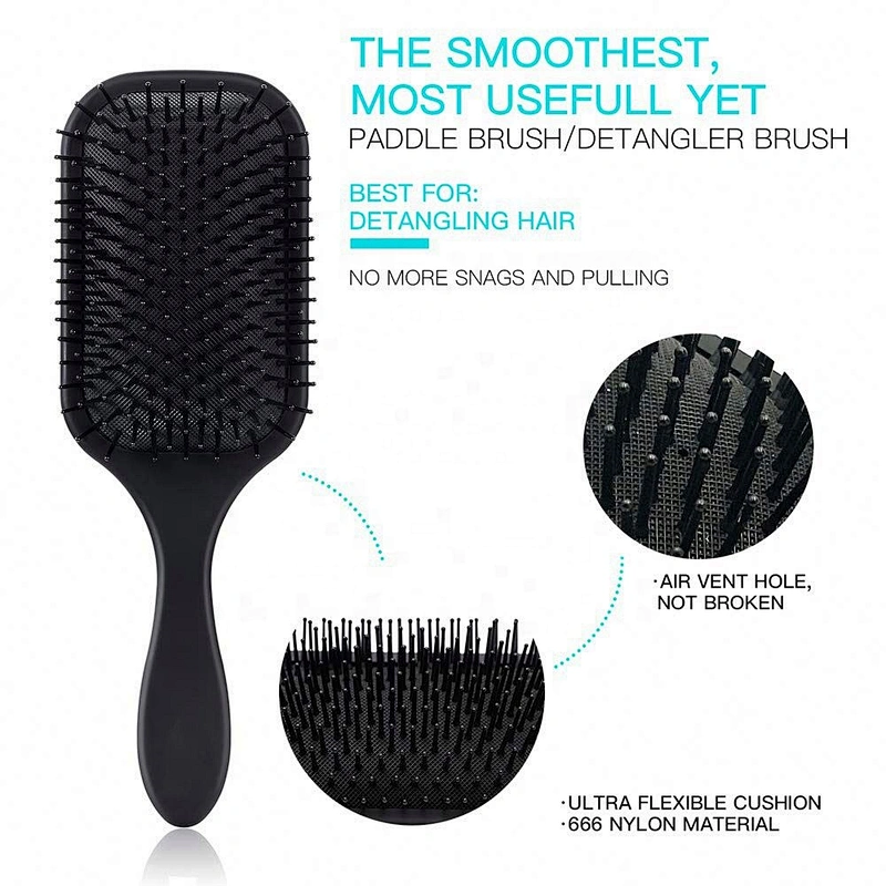 Paddle Hair Brush With Soft Cushion Detangling And Smoothing For Men, Women Kids, Detangler All Types
