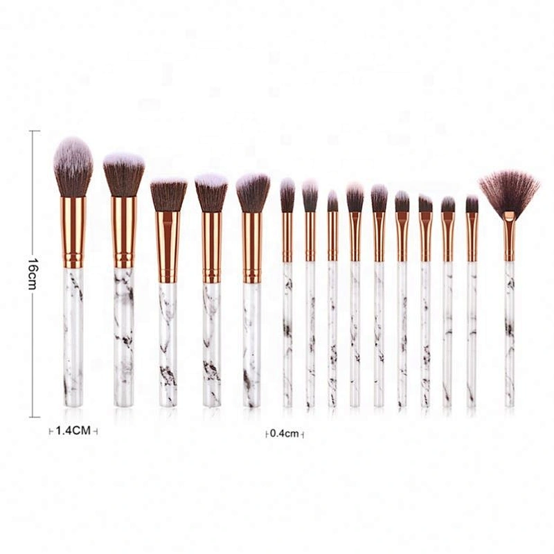 Low MOQ 15Pcs Free Sample Marble Handle Makeup Brushes Set