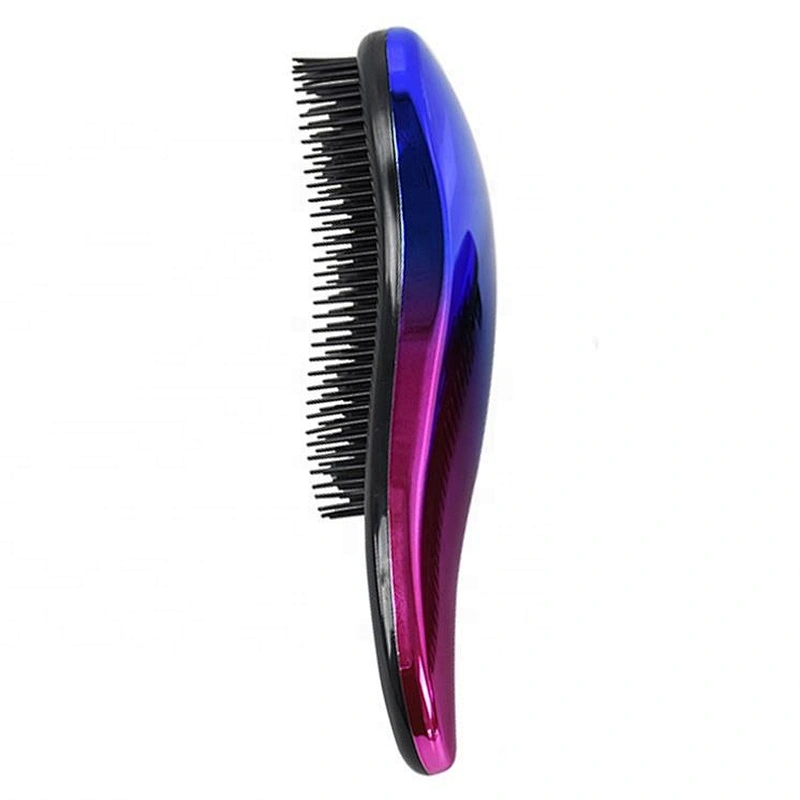 Personal home hair care plastic professional girls electroplating blue private label detangle hair brush