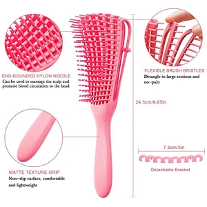 Amazon Ebay E-Commerce Wholesaler Soft Rubber Colorful Box Pack 8 Foot Detangling Hair Brush Logo,Green Denman Massage