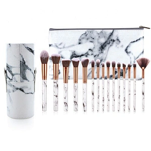 Low MOQ 15Pcs Free Sample Marble Handle Makeup Brushes Set