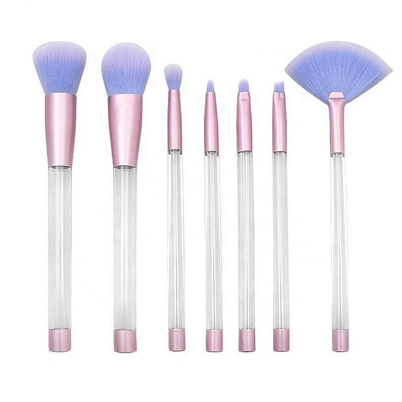 Handle Make up Brush Peacock Blue Private Label Bushes Cosmetic Makeup Set Fashionable Personalized Empty Crystal Fan Brush Face