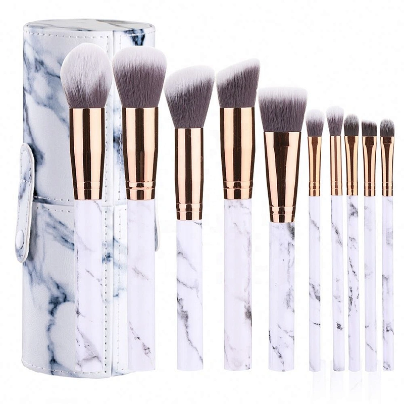 Hot Popular Marble Makeup Brushes 10Pcs Delicate Cosmetics Kit Foundation Powder Blush Contour Make Up Brush