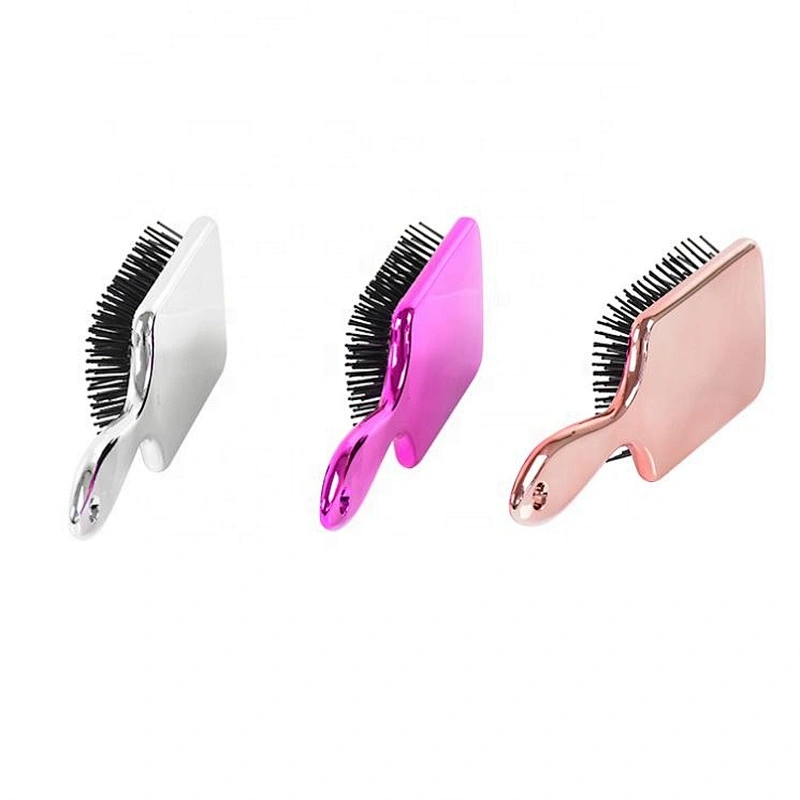 Premium best selling new products electroplating shiny surface hair paddle cushion brush