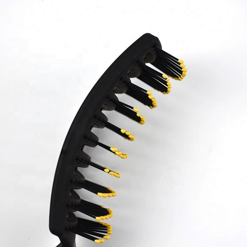 Customized Logo Scalp Massage Curved Vent Detangling Hairbrush Factory Wholesale Luxury Plastic Compact Nylon Waterproof Cushion