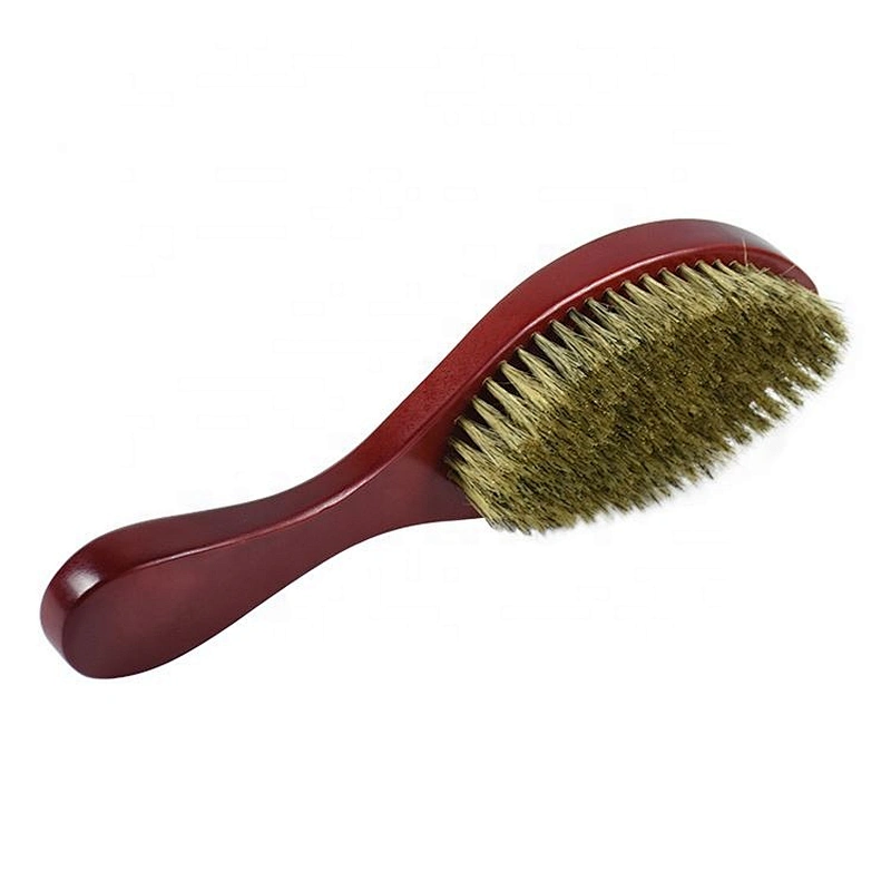 Anti static mens beard grooming kit shaving wood boar bristle hair brush wave curved 360 wave brush
