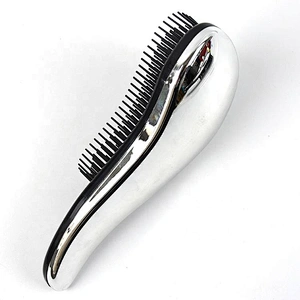 Plastic wigs extension personalized logo salon care electroplate sliver detangle hair brush for wet hair