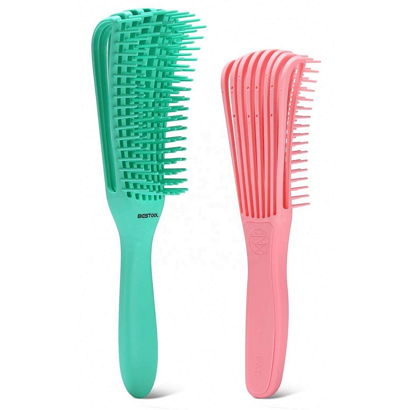 Professional Custom Logo Pink,  Curly Wet Afro Textured Detangling Brush For Natural Black Hair Or Long Thick/