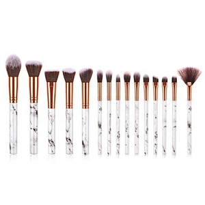 Low MOQ 15Pcs Free Sample Marble Handle Makeup Brushes Set