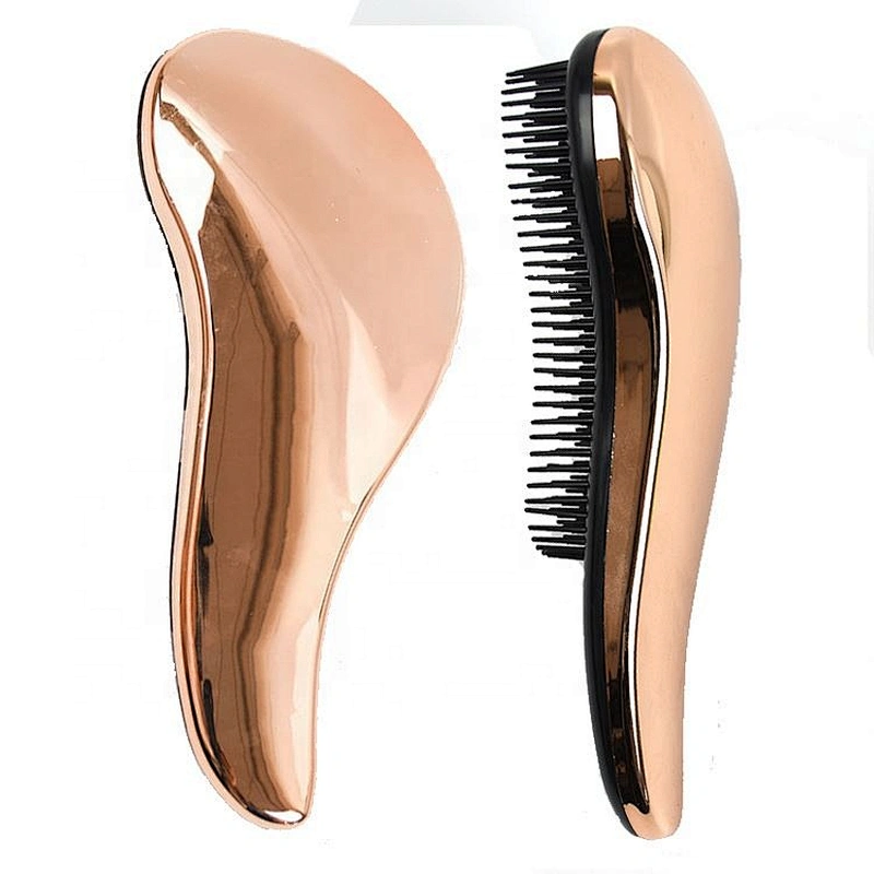 European market popular oem customised electroplating rose gold hair detangling brush