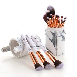 Low MOQ 15Pcs Free Sample Marble Handle Makeup Brushes Set