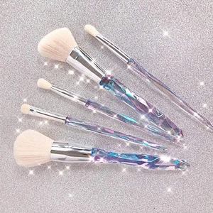 Oem Factory Nylon Hair Makeup Brush Sets Tools Make Up Kit Eye Shadow Transparent Diamonds Crystal Handle Brushes