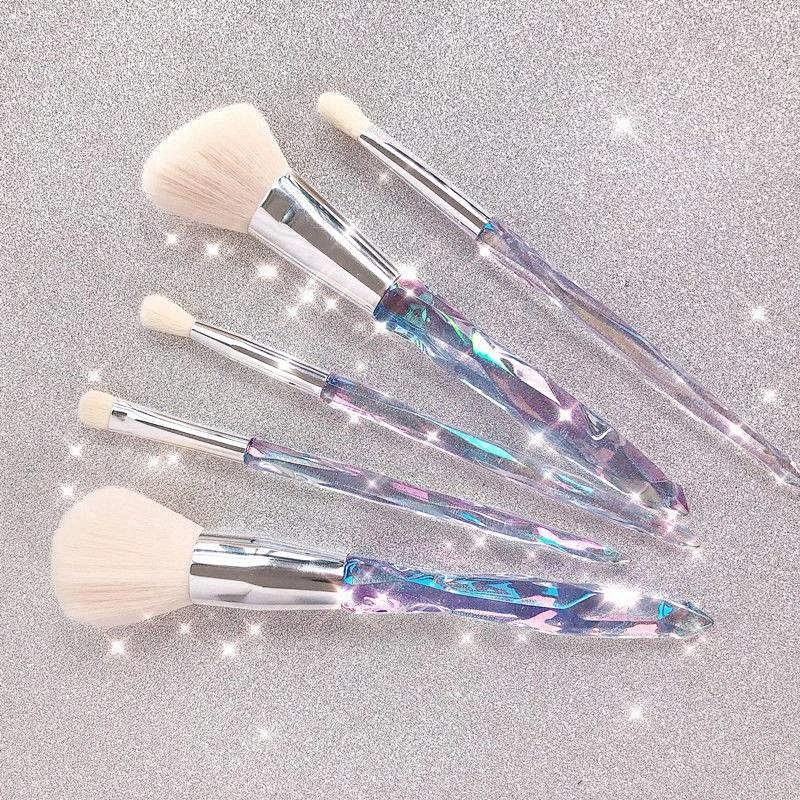 Oem Factory Nylon Hair Makeup Brush Sets Tools Make Up Kit Eye Shadow Transparent Diamonds Crystal Handle Brushes
