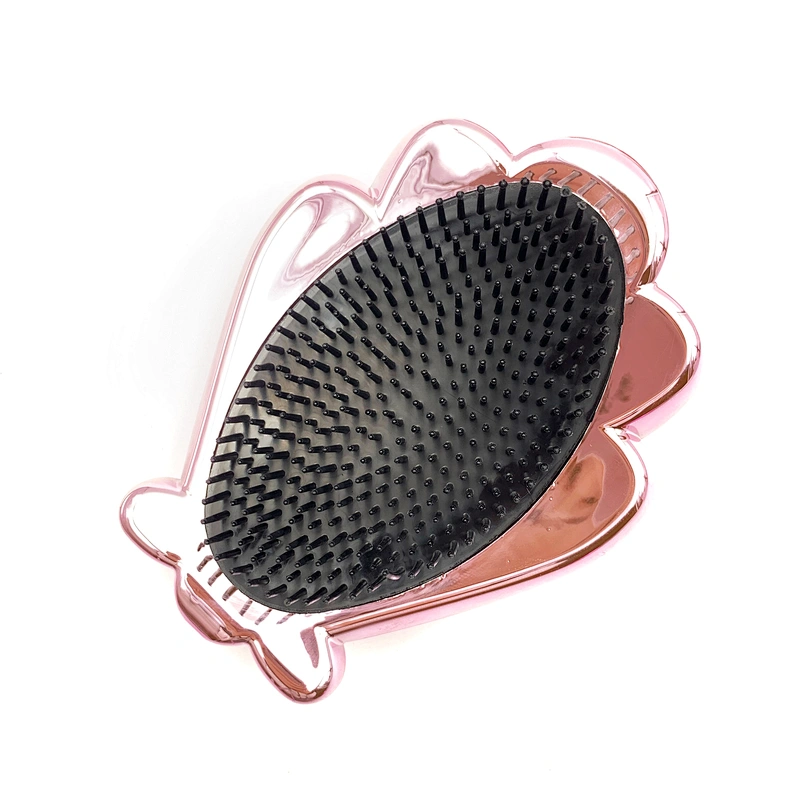 2020 New Design Shell Shape Plastic Travel Portable Cute Private Label Detangling Bling Hair Brush