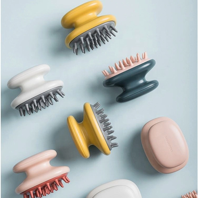 Wet Dry Comb Head Rubber Silicone Hair Scalp Massager Shampoo Brush Scrubber Dandruff