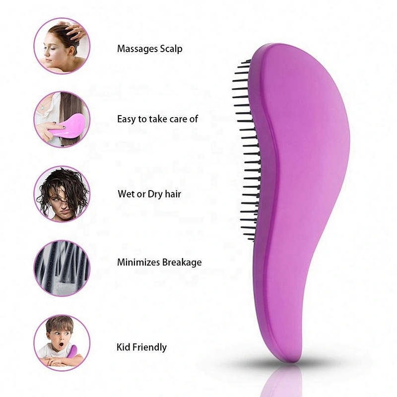 Private Label Plastic Hairbrush Custom Pink Detangling Hair Brush For Wet Or Dry Detangler