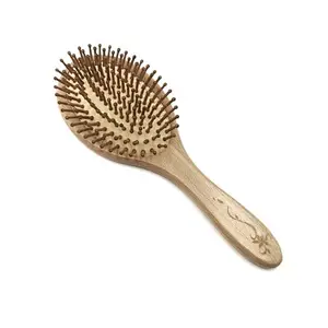 Hot Selling High quality oval wooden or bamboo hair brush set boar bristle hair brush with wood comb set