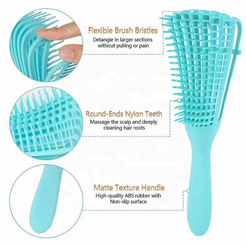 3Pcs Adjustable Bristles Detangling Hair Brush And Silicone Scalp Massage Tangle Free Wide Tooth Comb Set