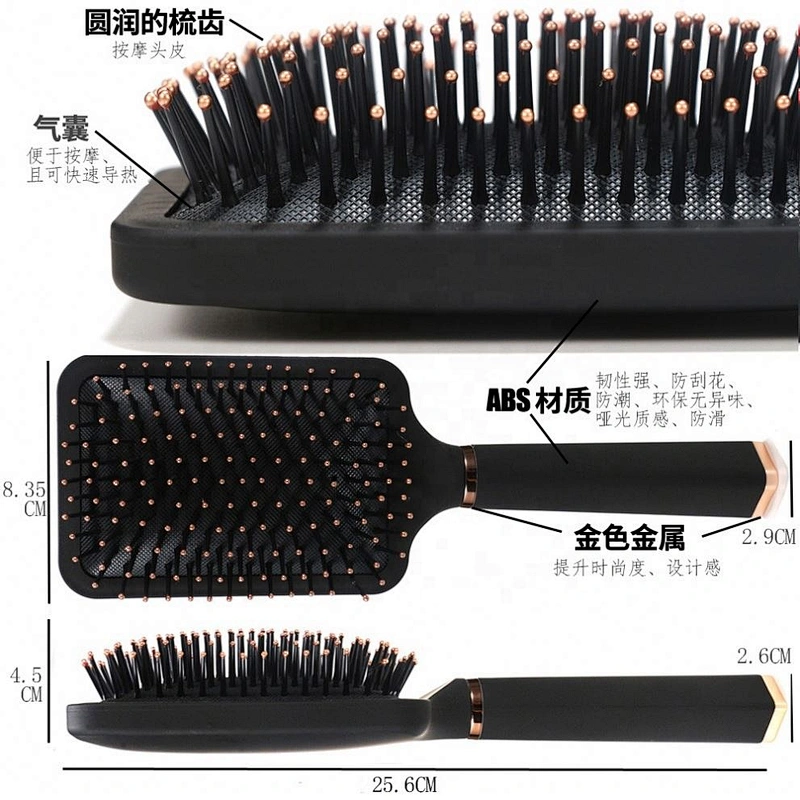 Black Paddle Cushion Hair Massage Brush Professional Comb