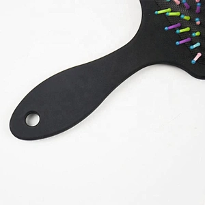 Salon hairbrush black soft touch hair combs and brushes rainbow bristles paddle hair brush