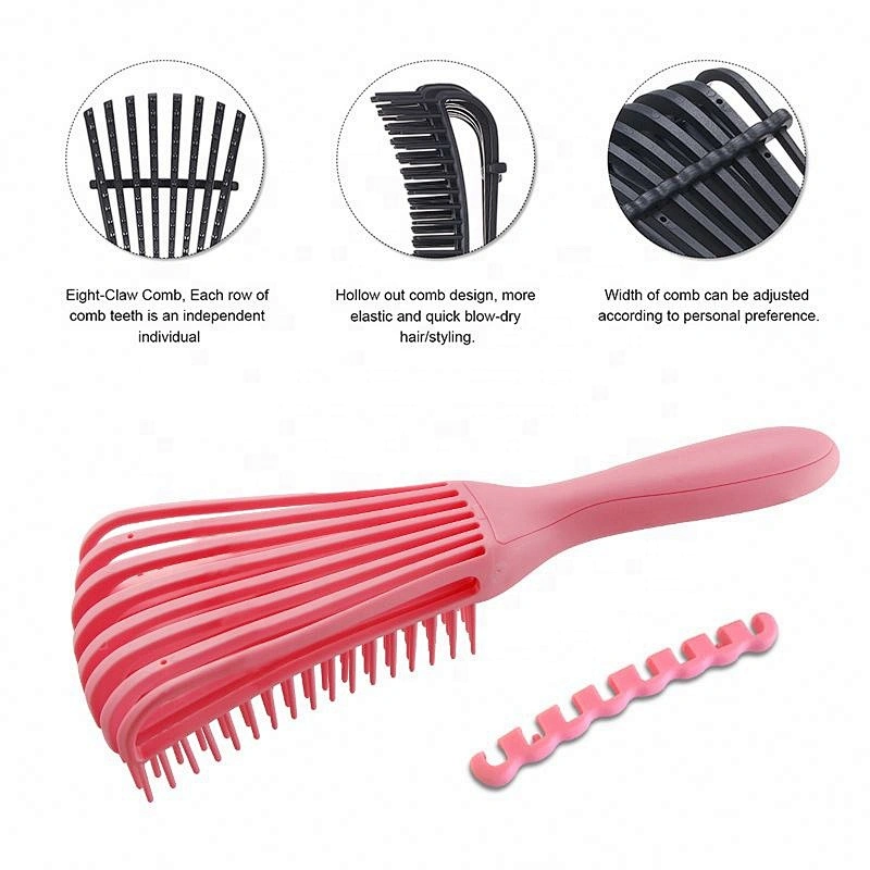 Hairdressing Vent Feature Plastic Handle Magic Eight Rows Octopus Spare Ribs Comb Detangling Hair Brush