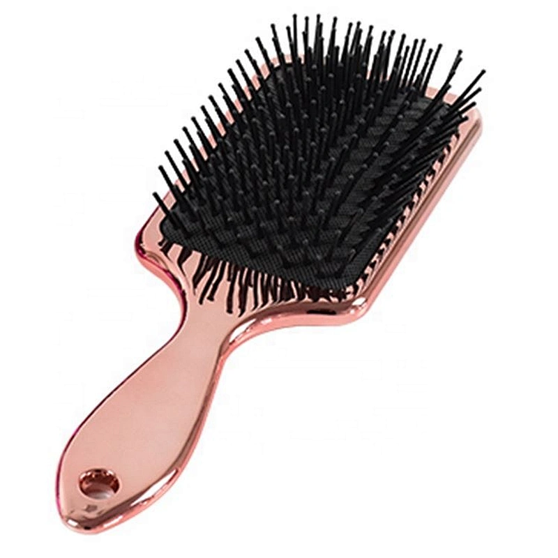 Factory sale small MOQ electroplating hair care square brush private label paddle hair brush
