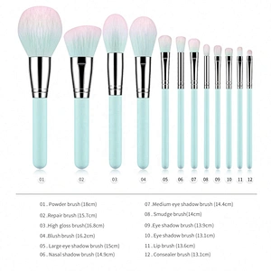 Top Selling On Amazon 12Pcs Makeup Brush Professional Tools Green Private Label Brushes Set