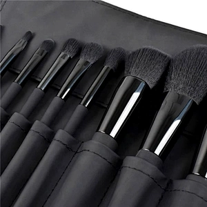 SHIMIAO 9Pcs Pro Luxury Professional Private Label Black Makeup Brush Set With Belt Bag