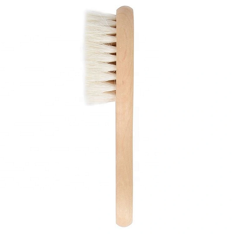 Newborn baby care hairbrush eco friendly natural wood small kids pocket mini goat hair wooden baby brush