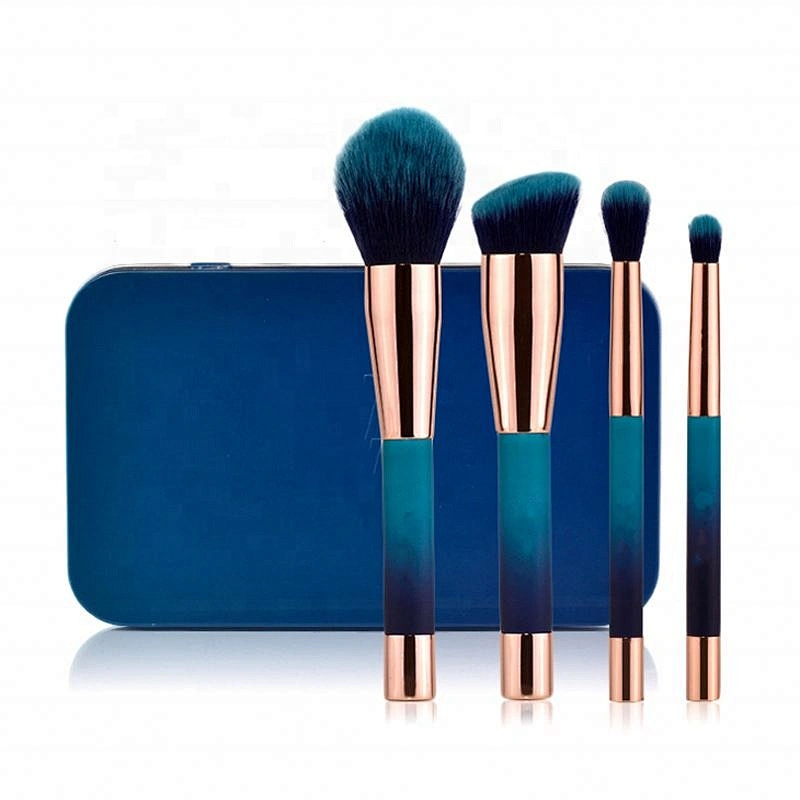 FYD 4 Pcs Gradient Blue Portable Premium Magnet Makeup Brush With Box