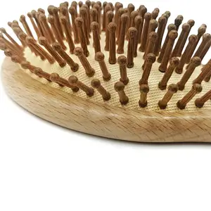 Hot Selling High quality oval wooden or bamboo hair brush set boar bristle hair brush with wood comb set