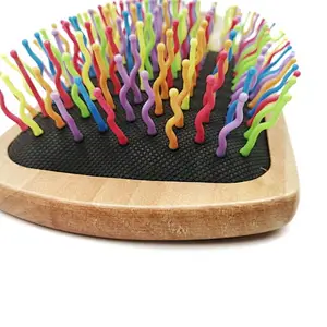 Long Handle Wooden Custom Curved Wave Brush 360 Wave Brush Boar Bristles Hair Brush For Men