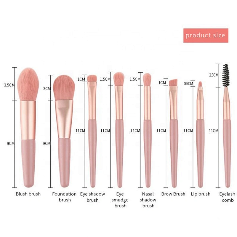 Factory Wholesale 8Pcs Wooden Makeup Brush Cosmetic Make Up Brushes Pink Blue Grey Yellow Matte Wood Handle Set