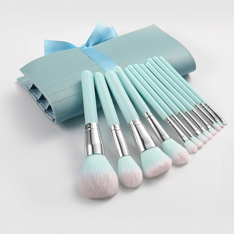 Top Selling On Amazon 12Pcs Makeup Brush Professional Tools Green Private Label Brushes Set